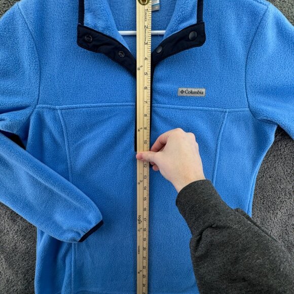 Columbia Blue Fleece Pullover Top Women Medium Long Sleeve 1/4 Snap Adult Soft - Picture 2 of 11